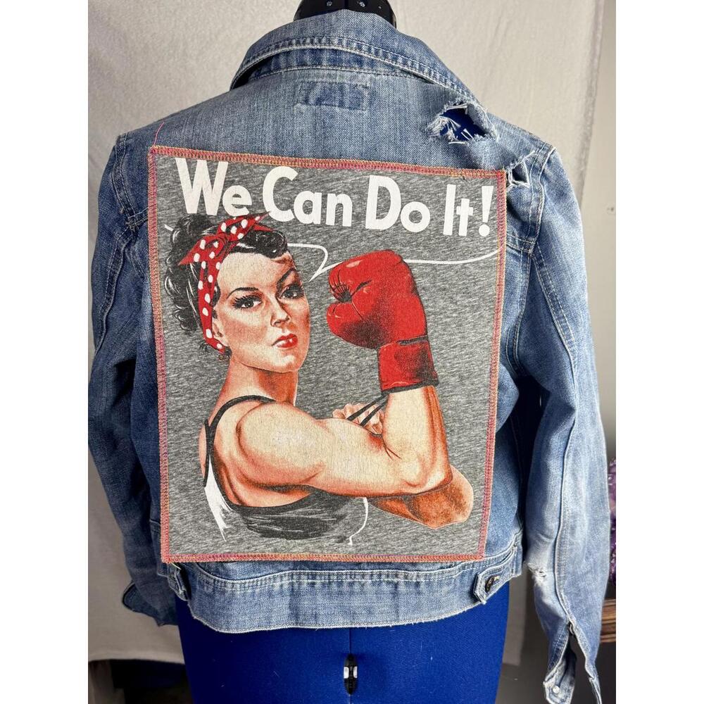 two face threads‎ changeable patch cropped denim jacket punk grunge whimsigoth